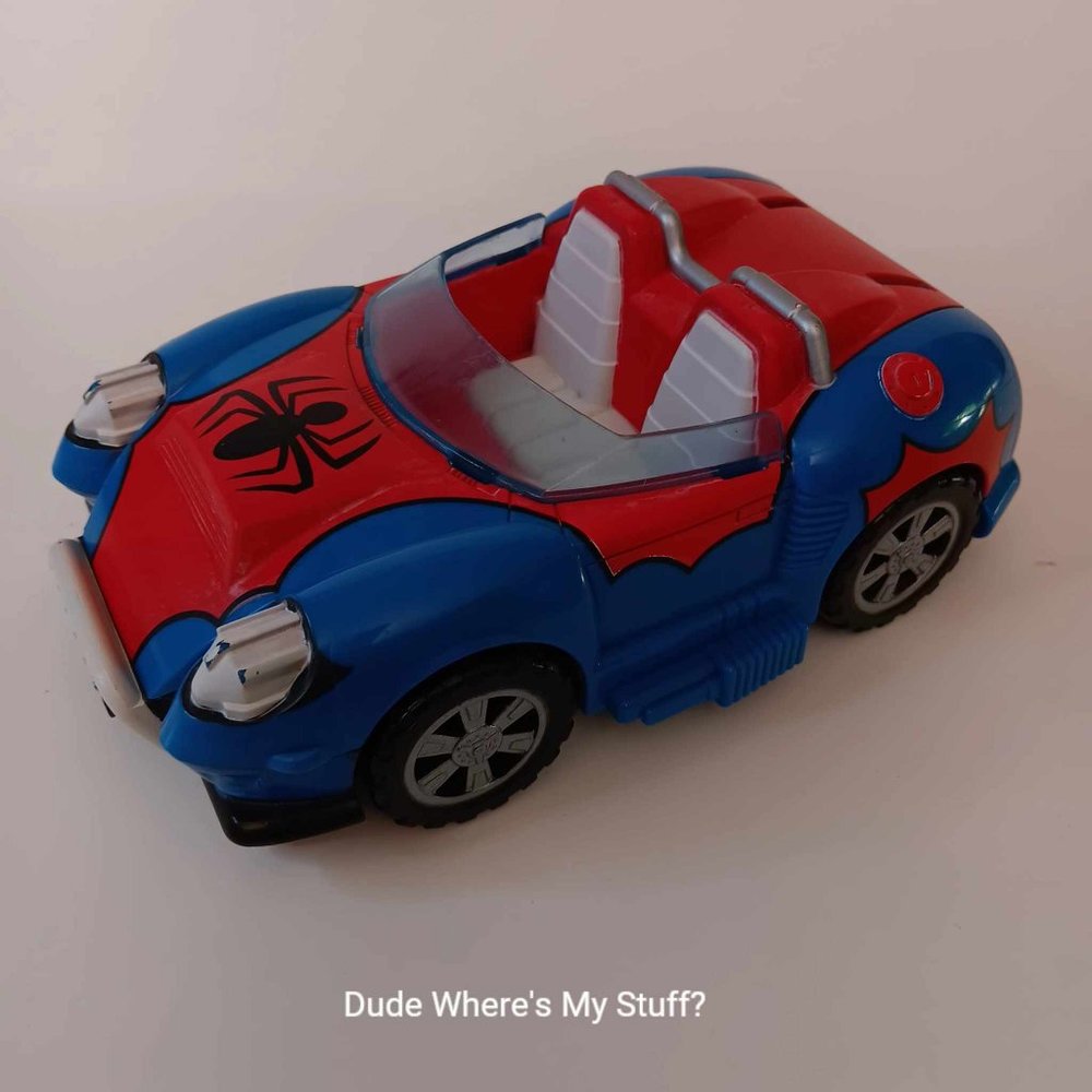 2010 MARVEL HASBRO 7" SPIDER-MAN CAR ONLY WITH SPRING LOADED RETRACTABLE WHEELS